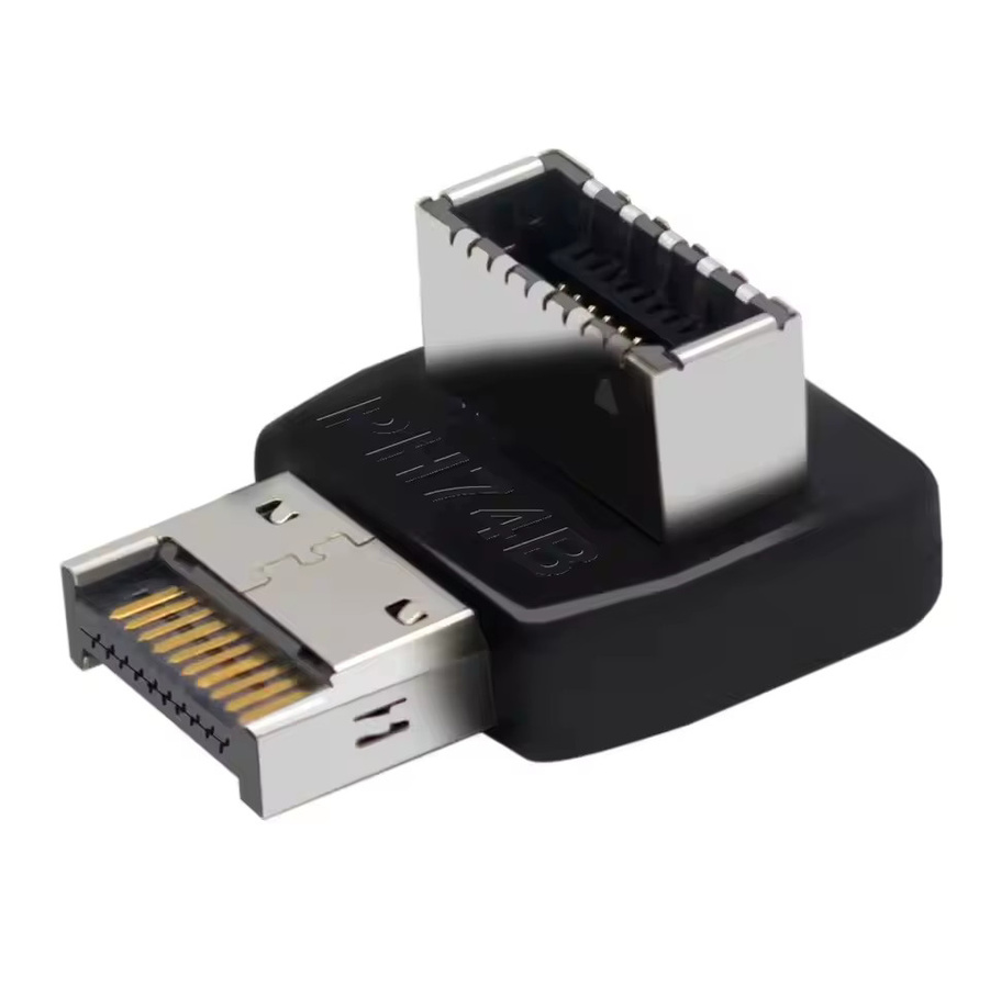 USB 3.1 Typ-E auf USB-C Adapter Konverter mit 90 Grad Winkel für Desktop-Computer Motherboard, Schwarz - Bild 2