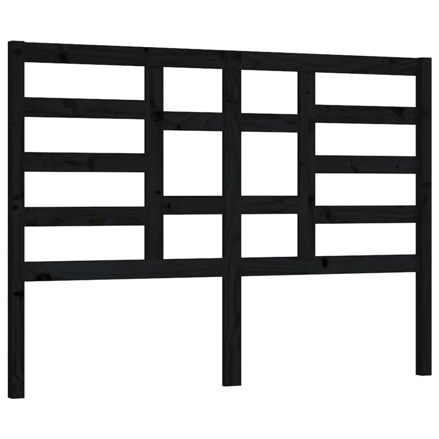vidaXL Bett-Kopfteil aus rustikalem Kiefer-Massivholz in Schwarz, B/T/H: 146 x 4 x 104 cm - Bild 2