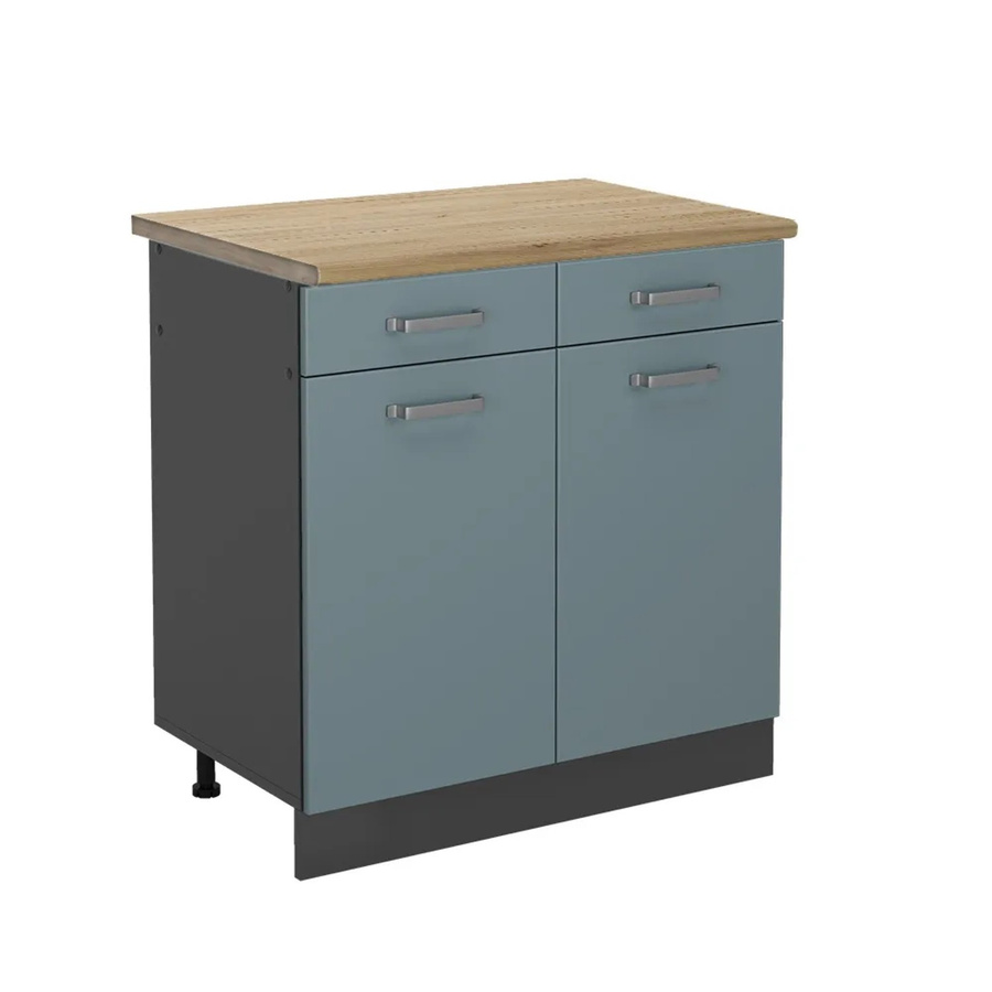 Vicco Küchenunterschrank R-Line Schubladenschrank in Blau-Grau/Anthrazit mit Eiche-Optik, B: 80 cm, H: 81,6 cm, T: 60 cm - Bild 2