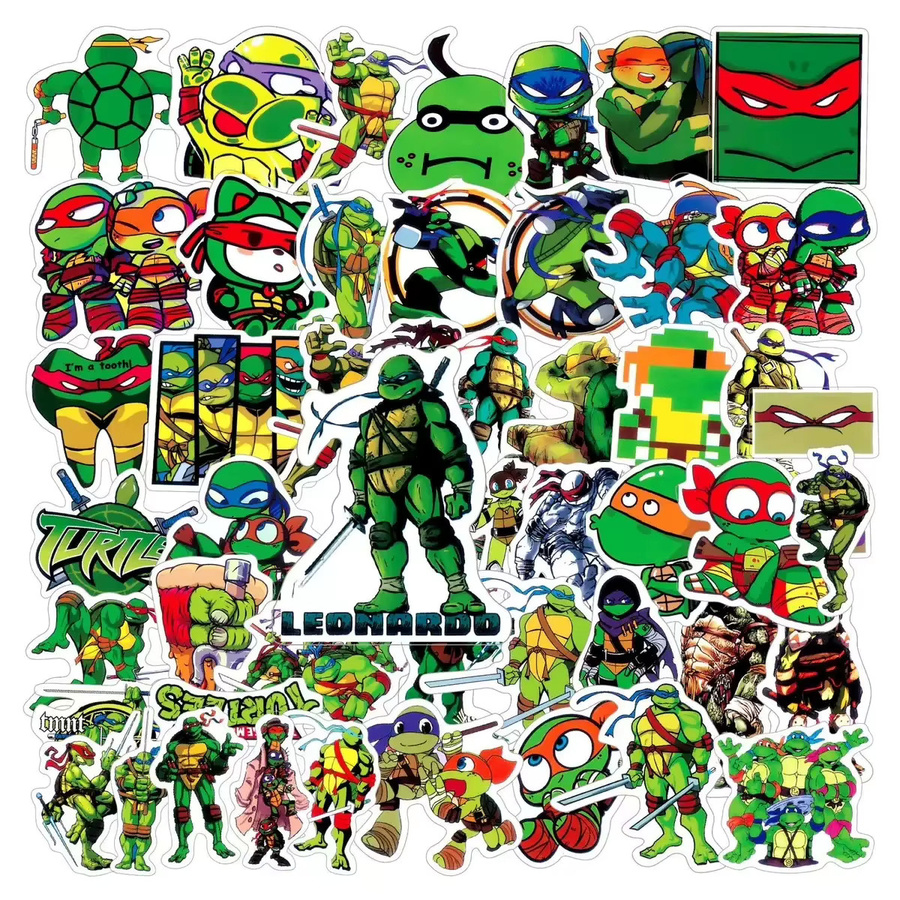 Potdemiel Cartoon-Schildkröten Partyzubehör Set mit Ninja-Aufklebern, Geschenktüten, Schlüsselanhängern und Luftballons in Mehrfarbig für Kindergeburtstage und Karneval - Bild 2