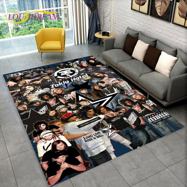 Tokio Hotel Rockband Bill Kaulitz Teppich mit Kinder-Motiv, rutschfest und waschbar, B/T: 60 x 40 cm, mehrfarbig - Bild 1