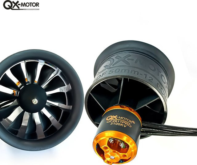 QX-MOTOR 50mm EDF 12blades Kanalventilator CW CCW QF2611 QF2611PRO mit Bürstenlosen Motor, Schwarz, Zubehör - Bild 1