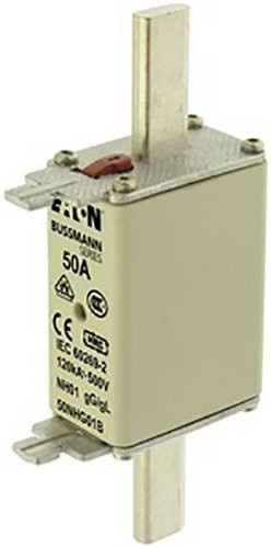 Eaton NH-Sicherung 50NHG01B mit mechanischer Sicherungsanzeige, Größe 1, 50A, 500V, Silber, 3er-Set - Bild 1