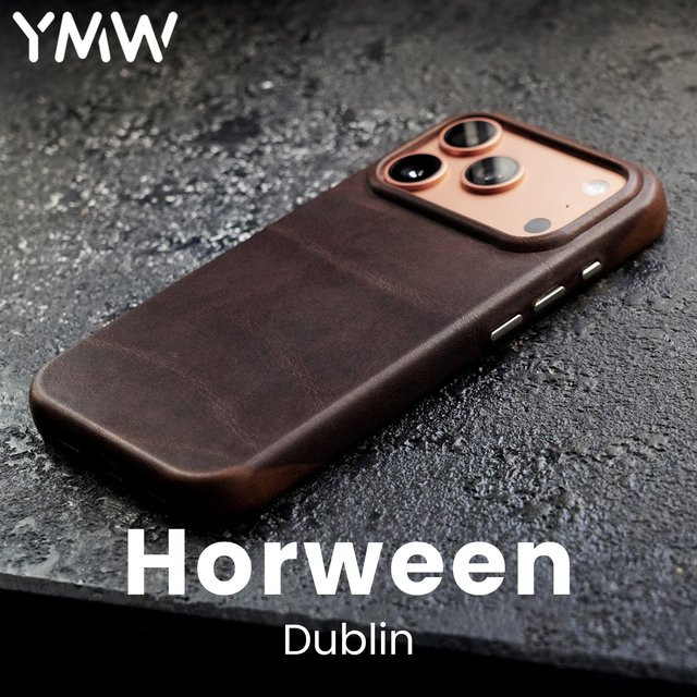 YMW Horween Dublin Echtleder-Hülle für iPhone 17 Pro und iPhone 17 Pro Max aus pflanzlich gegerbtem Rindsleder in Schwarz und Braun - Bild 1