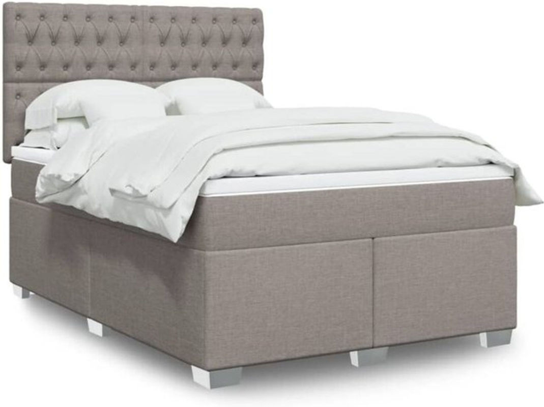 Vidaxl Boxspringbett mit Matratze in Taupe Meliert aus Stoff, B/T/H: 160 x 200 x 150,5 cm - Bild 1