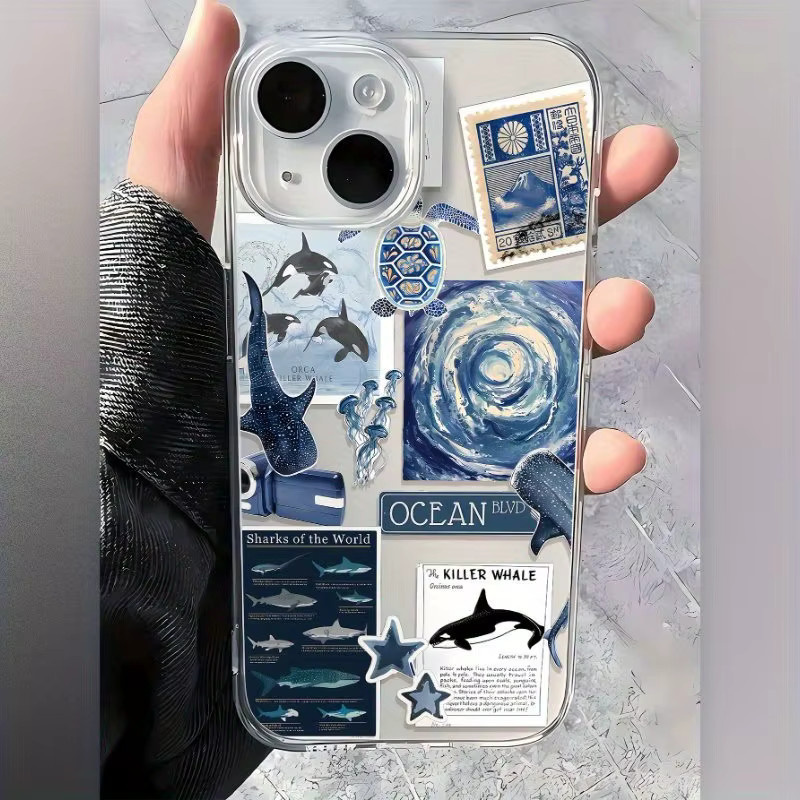 Transparente TPU-Handyhülle mit Ocean Shark Turtle Water Pattern für iPhone 11 bis iPhone 17 Pro Max - Bild 2