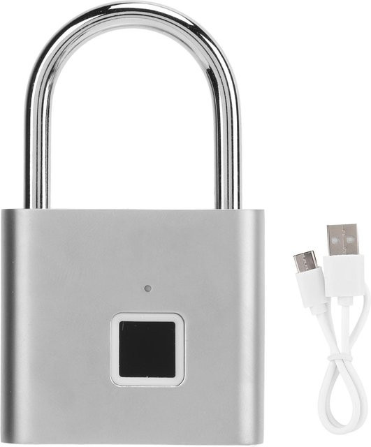 Neoglint Intelligentes Fingerabdruck-Vorhängeschloss USB wiederaufladbar IP56 wasserdicht diebstahlsicher in Silber - Bild 1