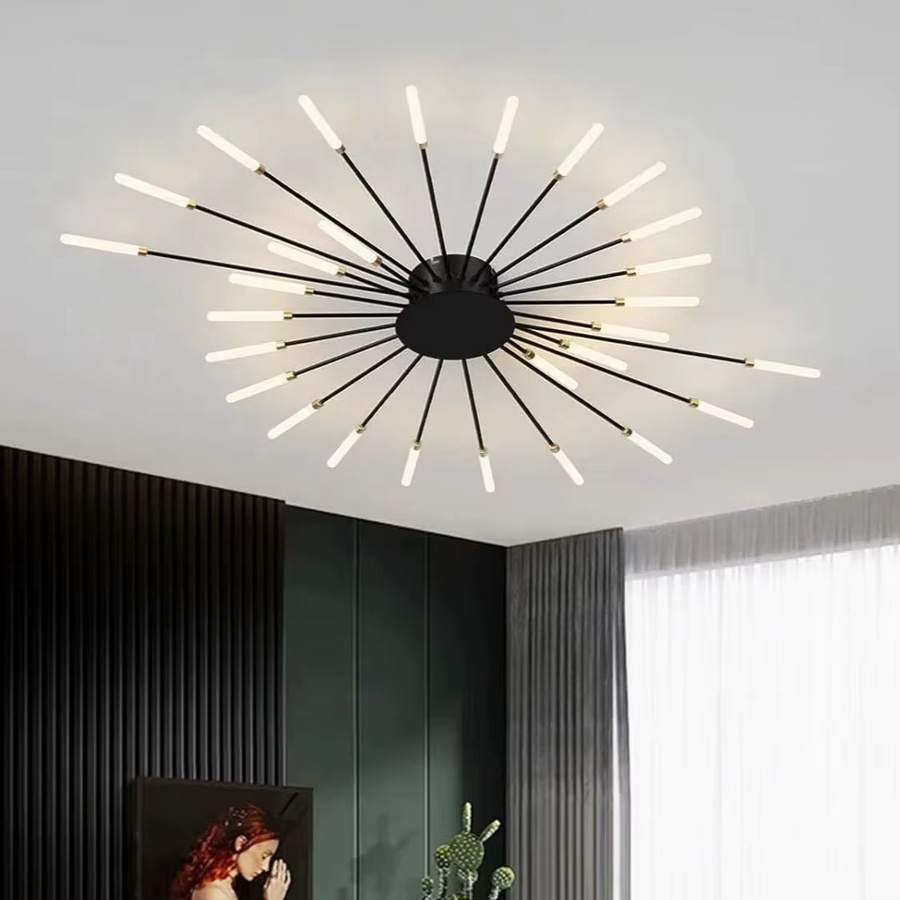 Moderne LED-Feuerwerk-Deckenleuchte von RRBEST in Schwarz mit 42 Lichtern für Wohnzimmer, Esszimmer und Büro - Bild 2