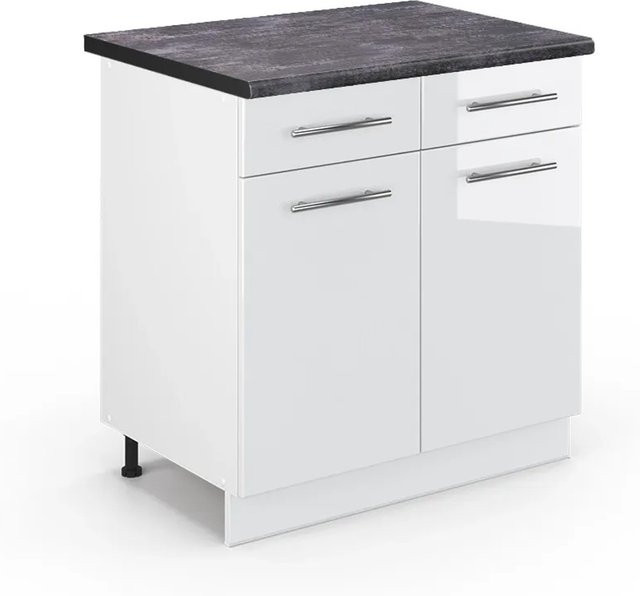 Vicco Küchenunterschrank Fame-Line in Weiß Hochglanz und Anthrazit mit einer Breite von 80 cm - Bild 1
