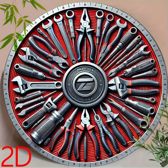 Rundes Metallschild CIFBUY im Retro-Werkzeugdesign, Wandkunst für Zuhause, Bar oder Café, Durchmesser: 20,32 cm, Farben: Rot und Schwarz - Bild 1