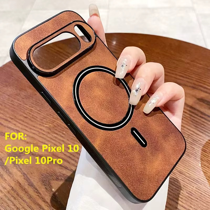Retro-Handyhülle aus mattiertem Kunstleder für Google Pixel 10A und Pixel 11 Pro XL in Braun mit kabelloser Ladefunktion und stoßfestem Schutz - Bild 2