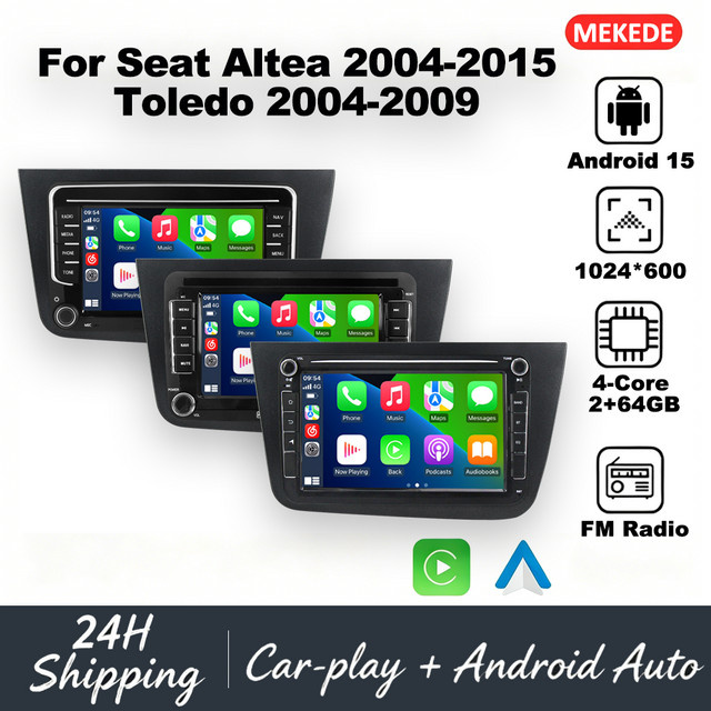 NAVIFANS Android 15 Autoradio für Seat Altea 2004-2015 und Toledo 2004-2009, Multimedia-Player mit CarPlay, GPS und Navigation, 2 Din Stereo-Headunit, Schwarz - Bild 1