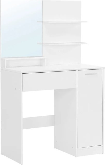 Vasagle Schminktisch mit Spiegel und Aufbewahrungsfach in Weiß, B/T/H: 80 x 40 x 132 cm - Bild 1