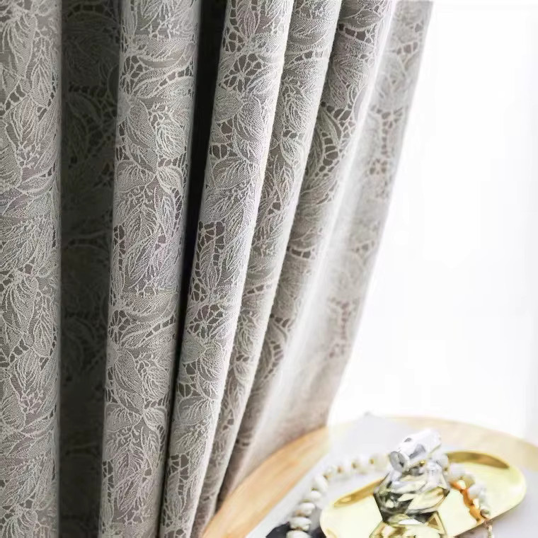 JESSANS Verdunkelungsvorhänge aus Spitze und Jacquard mit floralem Muster in Blau, Wärmedämmung für Schlafzimmer, Wohnzimmer und Balkon - Bild 2