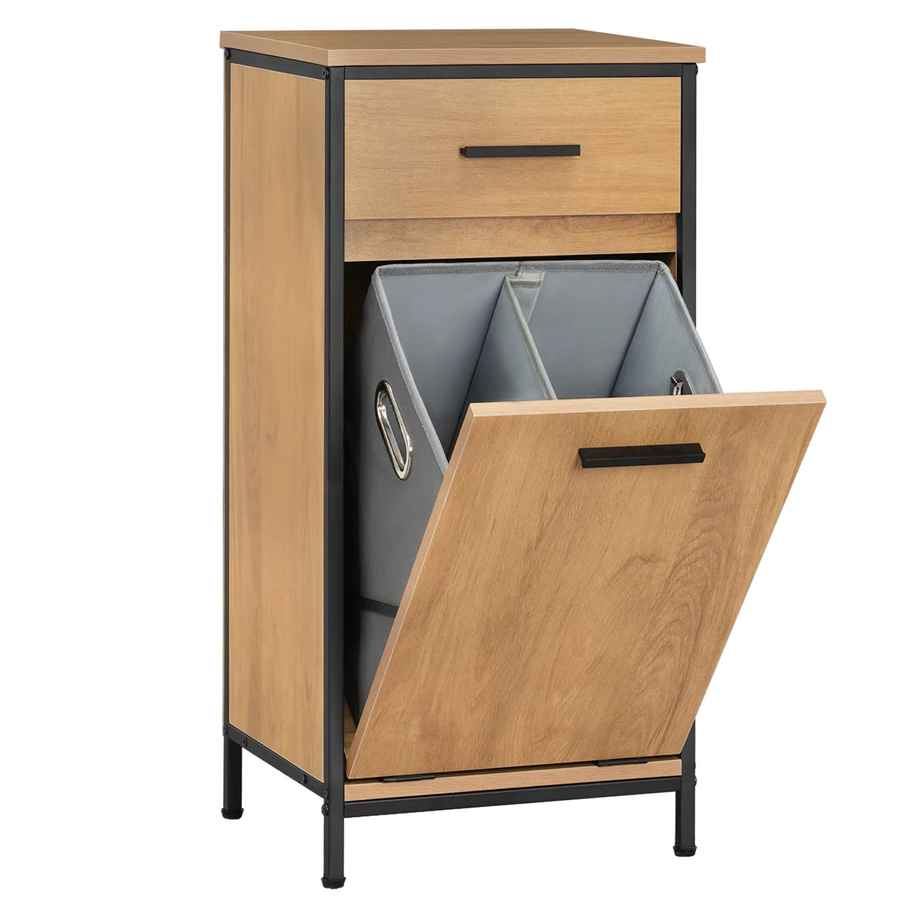 EUGAD Badezimmerschrank mit 2 Schubladen und Wäschesack, schmaler Toiletten-Beistellschrank als Badezimmer-Organizer, B/T/H: 38 x 34 x 80 cm - Bild 2