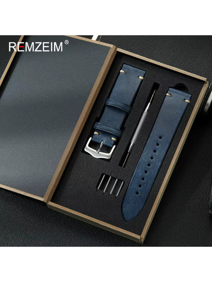 REMZEIM Uhrenarmband Echtleder, Herren, Vintage - Bild 2