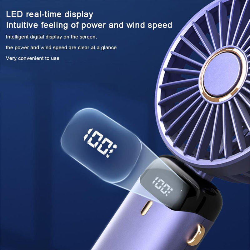 JQIQLY Mini-Handhalsventilator mit LED-Digitalanzeige und 5 einstellbaren Stufen, rosa, wiederaufladbar über USB - Bild 5