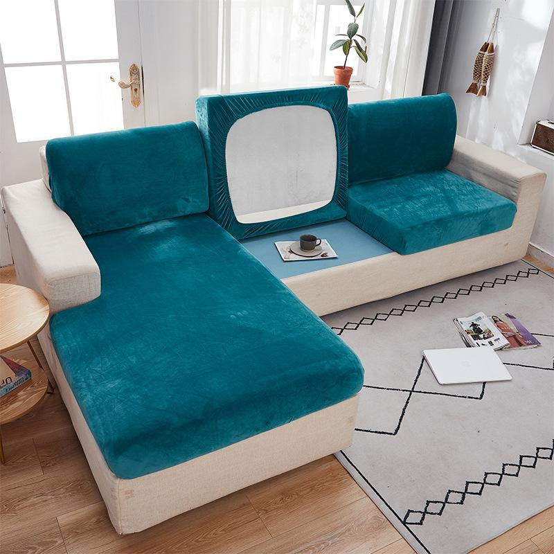 FebEr Samt-Sofa-Sitzbezug aus Jacquard in Dunkelgrün, elastischer Stretch-Schonbezug für dein Sofa - Bild 2