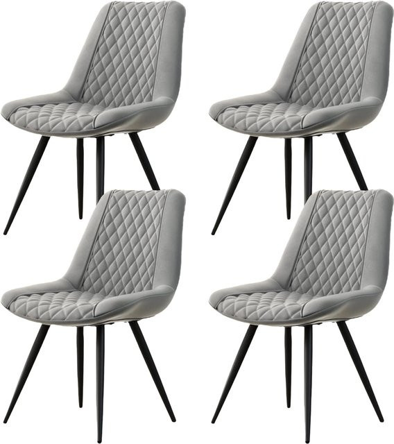 HTI-Living Esszimmerstuhl Astrid 4er-Set aus Kunstleder in Grau mit modernem geometrischem Design - Bild 1