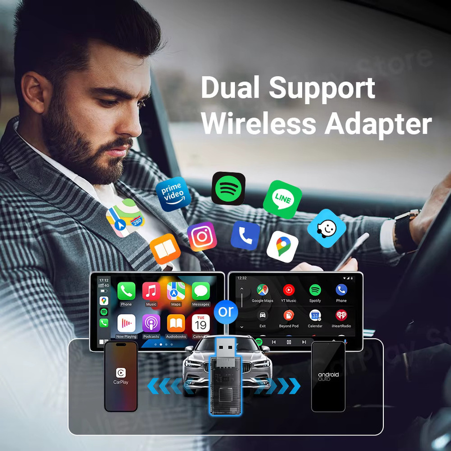 GetPairr A1 Mini 2-in-1 Wireless CarPlay und Android Auto Adapter Dongle für Volkswagen, Ford, Mazda und Chevrolet mit Wi-Fi und Bluetooth - Bild 2