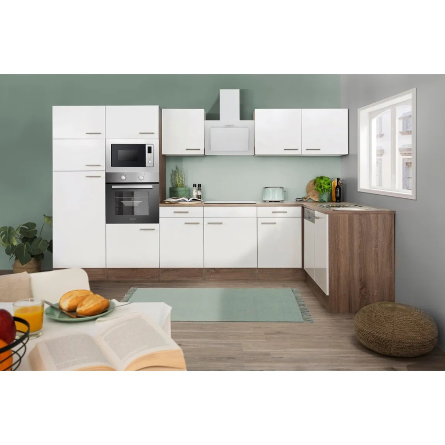 Respekta Winkelküche in Weiß Seidenglanz mit zeitlosem Design, B/H/T: 340 x 205 x 172 cm - Bild 2