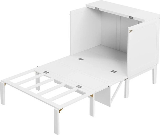 KOMHTOM Schrankbett Weiß mit Lattenrost als vertikales Wandklappbett aus Holz und MDF, B/T/H: 90 x 200 cm