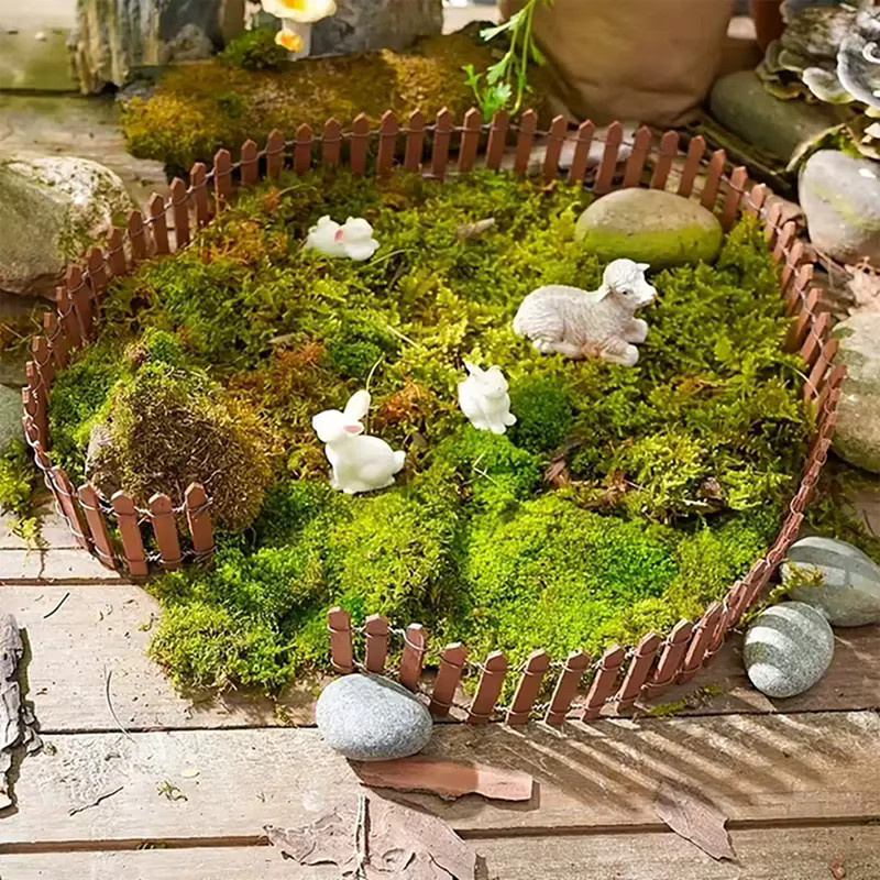 Ataozhekou Mini Holz Zaun und Haus Ornament für die Micro Landschaft Gestaltung in Weiß - Bild 3