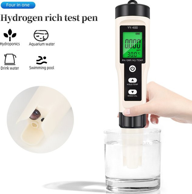 JUANJUAN 4-in-1 Wassermonitor Messgerät für pH-Wert, Temperatur, ORP und Wasserstoff zur Analyse von Aquarien, Pools, Spa und Hydroponik - Bild 1