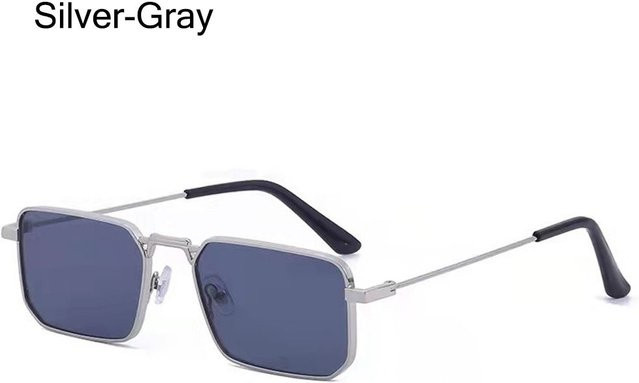 Yiran Health & Beauty Sonnenbrille Rechteckig, Metall, Silber, Unisex - Bild 1