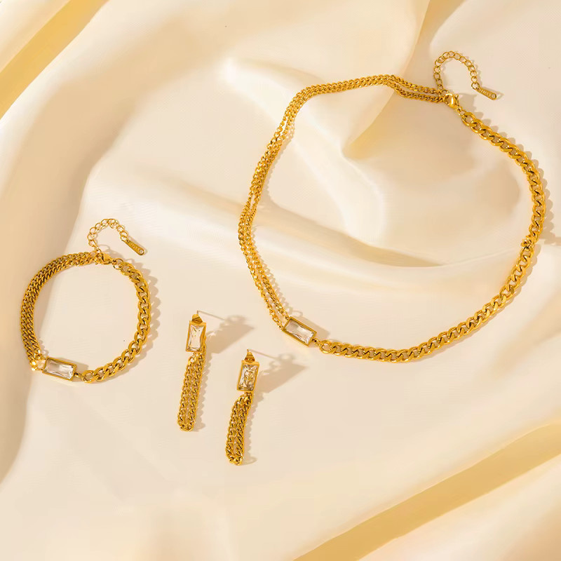 EILIECK Schmuck-Set Edelstahl, Weiß, Kristall Zirkonia, Damen - Bild 2