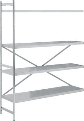 Köhler Anbauregal aus Edelstahl in Silber mit geschlossenen Böden und Rückwand, B: 147,5 cm, T: 50,0 cm, H: 200,0 cm - Bild 1