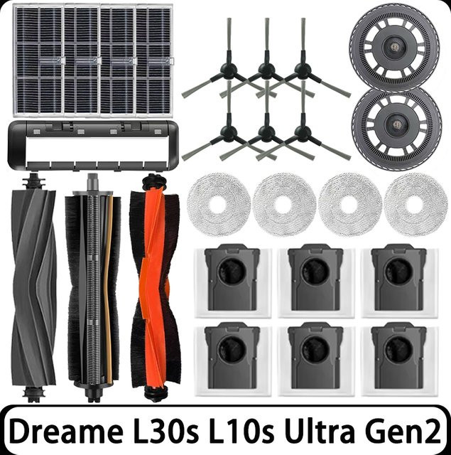 Dreame Ersatzteil-Set für L10s Ultra Gen 2 und L30s Ultra Roboterstaubsauger mit Hauptbürste, Seitenbürste, Wischpad und HEPA-Filter - Bild 1