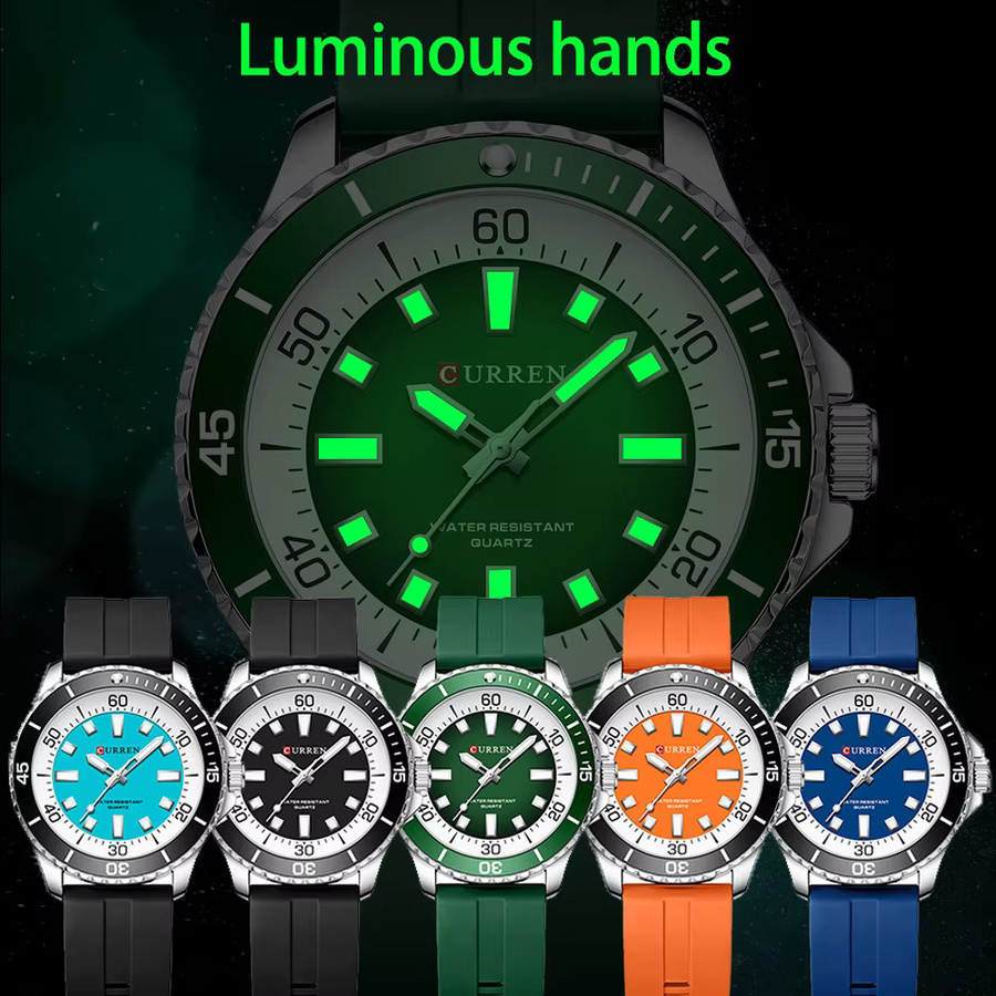 CURREN Armbanduhr, Analoguhr, Silikonarmband, Schwarz, Herren - Bild 2