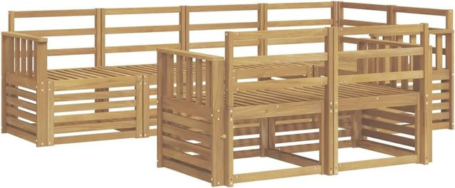 vidaXL Outdoor-Sofagarnitur 7-teilig aus Massivholz Akazie in Weiß, L-Form mit modernem Design, B/T/H: 247 x 128,5 x 73 cm - Bild 1