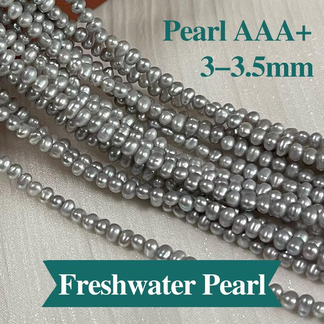 Punch Süßwasserperlen, grau, 3–3,5 mm, Unisex, 36 cm - Bild 1