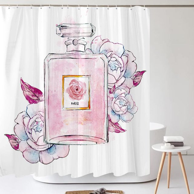 Dunika Chen Duschvorhang mit modernem Mädchen-Motiv aus Polyester, Weiß, B: 120 cm, H: 180 cm - Bild 1