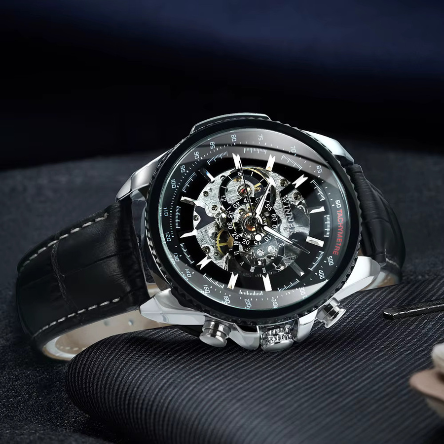 GEWINNER Armbanduhr Automatik, Leder, Schwarz, Herren - Bild 2