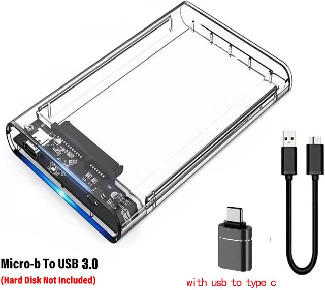 Congdi USB 3.0 Externes Festplattengehäuse für 2,5 Zoll SATA HDD und SSD, transparent, 5 Gbit/s - Bild 1