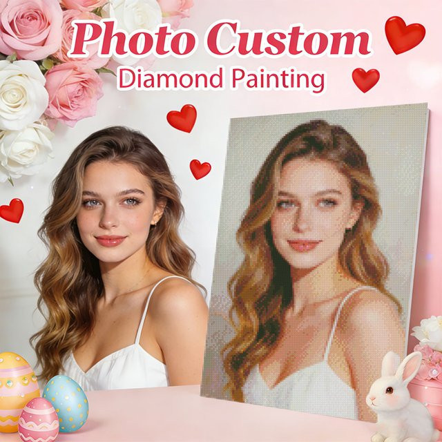 HUACAN Personalisiertes 5D Diamantmalerei Set für Erwachsene mit eigenem Foto als DIY Strass-Mosaik in Multicolour, B/B/H: 20 x 20 x 20 cm - Bild 1