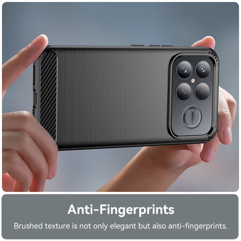 Hautfreundliche Silikonhülle mit gebürstetem Kohlefasermuster für Xiaomi Poco F8 Ultra, F7, X7 und M7 Pro in Schwarz, stoßfeste Pufferabdeckung - Bild 4