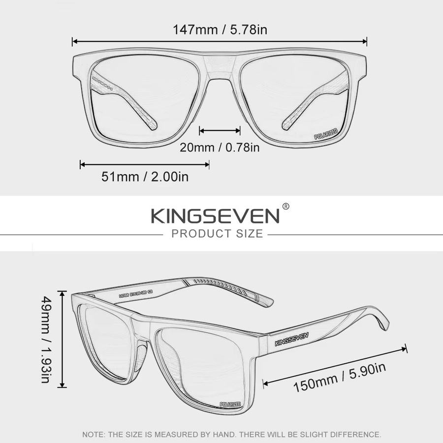 KINGSEVEN Sonnenbrille Rechteck, Vollrand, Kunststoff, Schwarz, Unisex - Bild 2