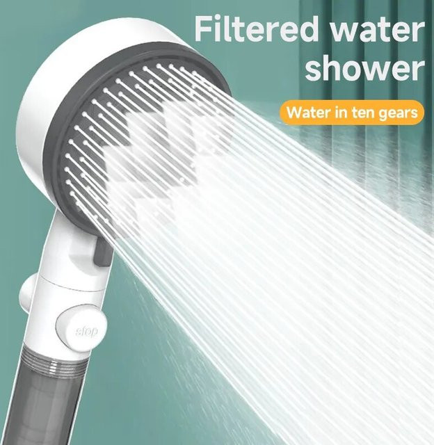 DOCO LAB Hochwertiger 8-Modus Duschkopf mit Wasserfilter und One-Key-Stop Funktion in Weiß - Bild 1