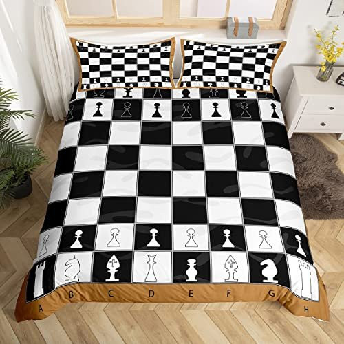 Schach-Bettbezug-Set Your Warm Home in Schwarz-Weiß mit Schachbrettmuster für Kinder und Teenager, B/H: 140 x 210 cm, inklusive 2 Kissenbezügen (50 x 70 cm) - Bild 1