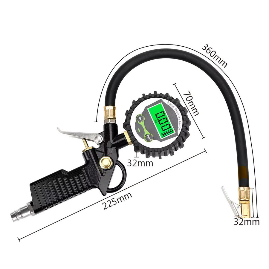 LEEPEE Digitales Reifenluftdruck-Manometer mit LCD-Display und LED-Hintergrundbeleuchtung für Auto, Motorrad und Fahrrad, Farbe: Schwarz - Bild 6