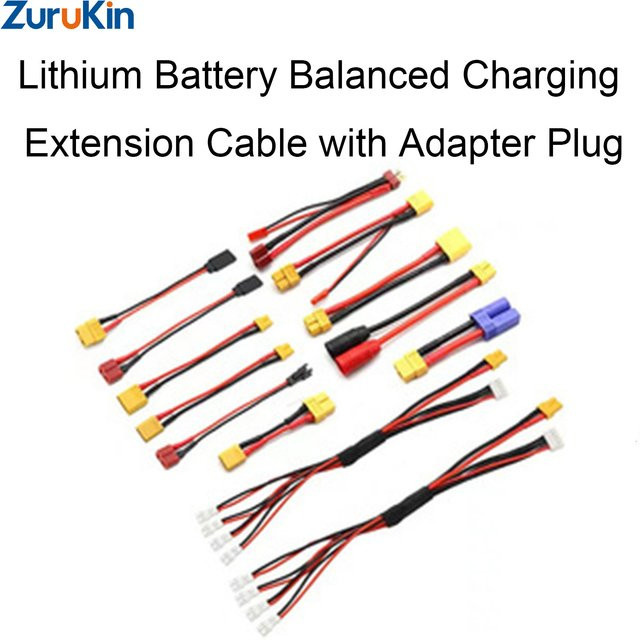 RC Batterie Adapter Kabel Set mit XT60, XT30, EC5, T-Stecker und JST Stecker aus Silikon Draht in Multicolor für Drone, Auto und FPV - Bild 1