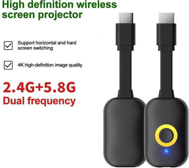 Meiteai-All Wireless WiFi Display TV Dongle HDMI Adapter in Schwarz mit 4K Unterstützung und 2,4G/5G Dualband für TV und Projektor - Bild 1