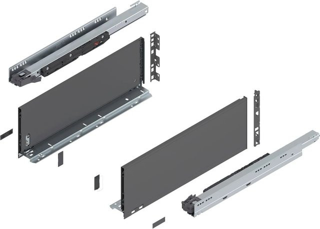 Blum Legrabox Pure Set Schubladenauszug mit Tip-On Vollauszug, Farbe Oriongrau, 1 Paar, Auszugslänge: 500 mm, Tragkraft: 70 kg - Bild 1