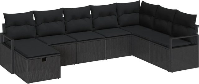 vidaXL Garten-Sofa-Set 8-teilig aus Poly-Rattan in Schwarz mit Stauraum und Polstern - Bild 1