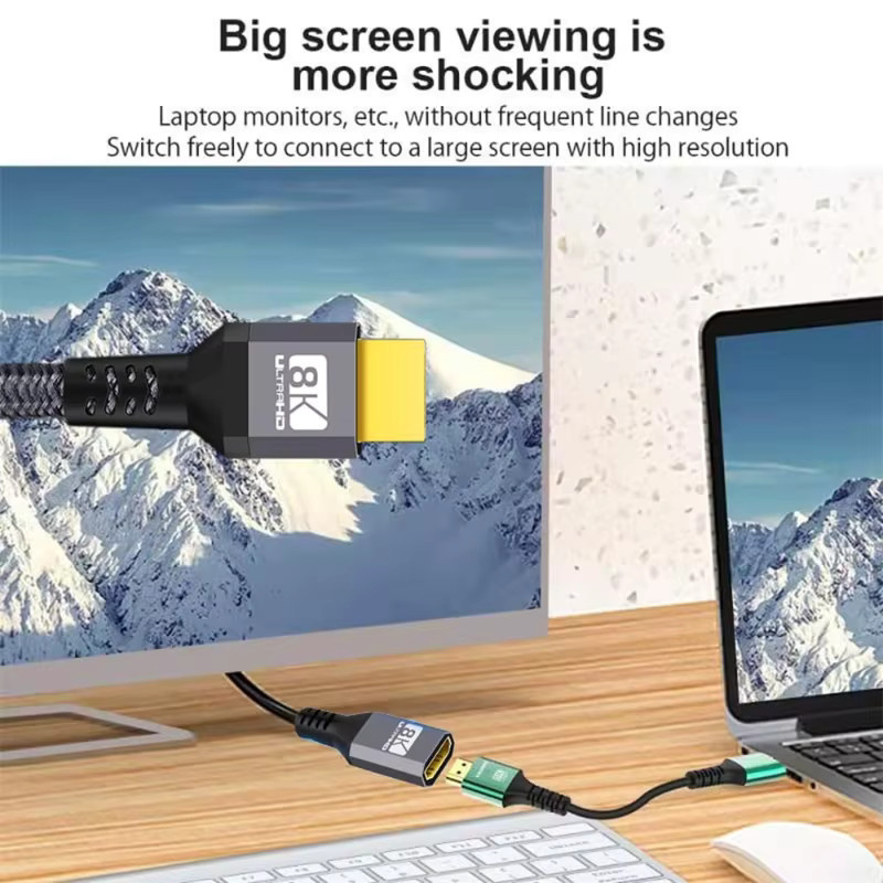 DIXSG HDMI-Verlängerungskabel 2.1 in Schwarz mit 8K@60Hz, 4K@120Hz und 48 Gbit/s für Smart TV, PS5 und Laptop - Bild 4
