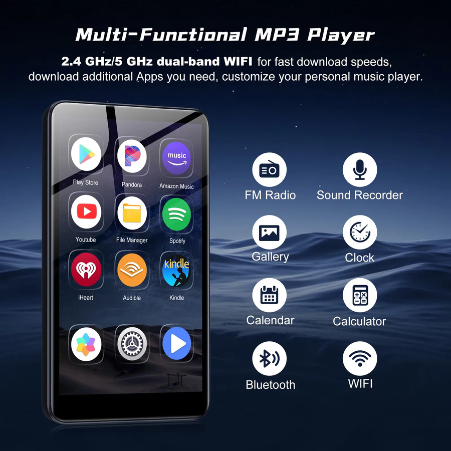 Diofox MP4-Player mit 4-Zoll-Touchscreen, 32GB Speicher, Bluetooth und WiFi in Schwarz - Bild 2